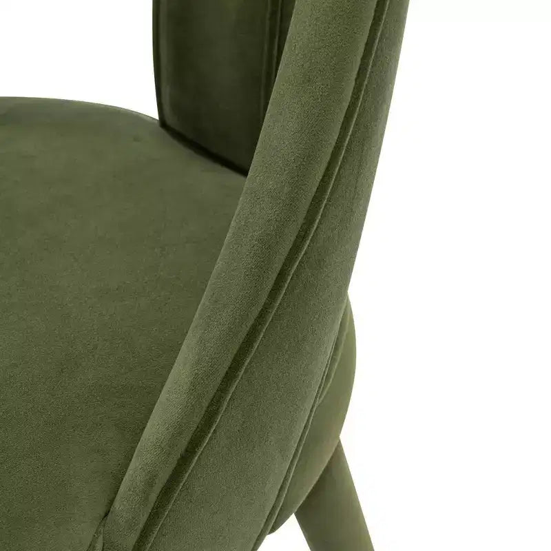 Sedia da pranzo moderna senza braccioli in velluto grigio/verde oliva, 1 posto