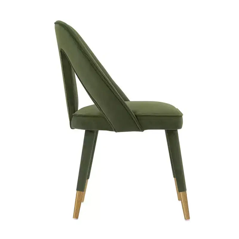 Sedia da pranzo moderna senza braccioli in velluto grigio/verde oliva, 1 posto