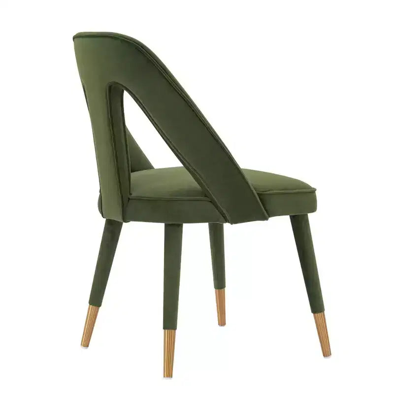 Sedia da pranzo moderna senza braccioli in velluto grigio/verde oliva, 1 posto