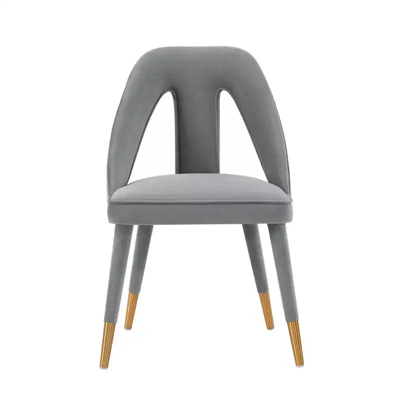 Sedia da pranzo moderna senza braccioli in velluto grigio/verde oliva, 1 posto