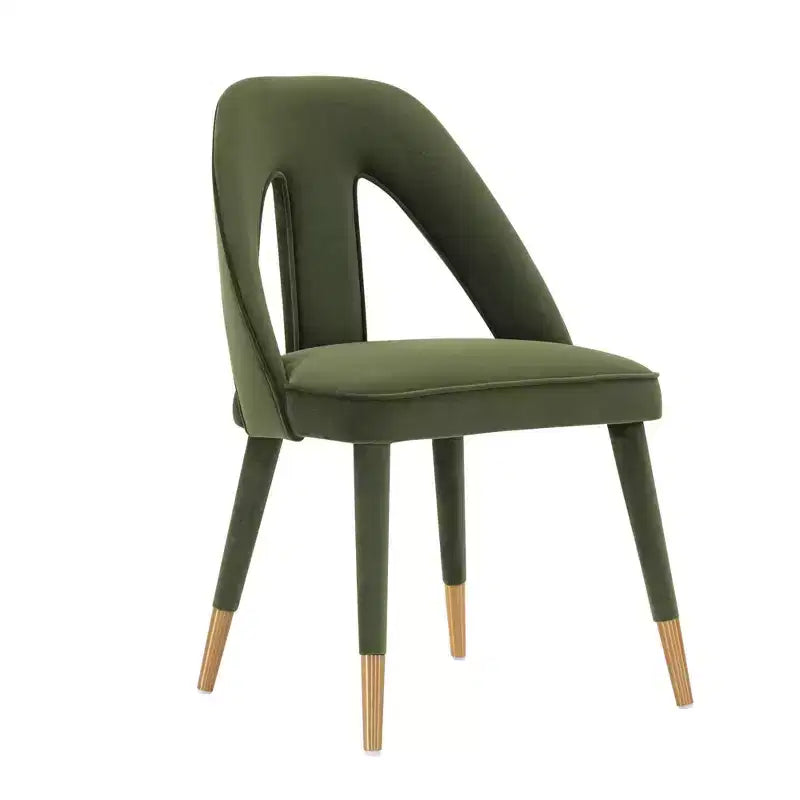 Sedia da pranzo moderna senza braccioli in velluto grigio/verde oliva, 1 posto