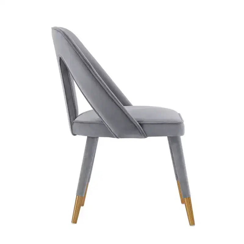 Sedia da pranzo moderna senza braccioli in velluto grigio/verde oliva, 1 posto