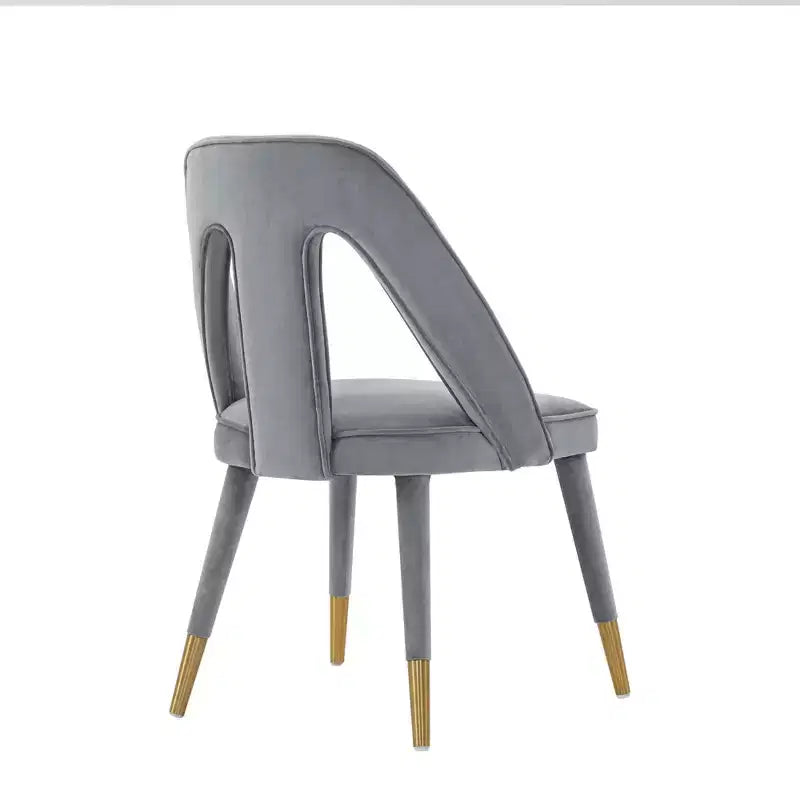 Sedia da pranzo moderna senza braccioli in velluto grigio/verde oliva, 1 posto