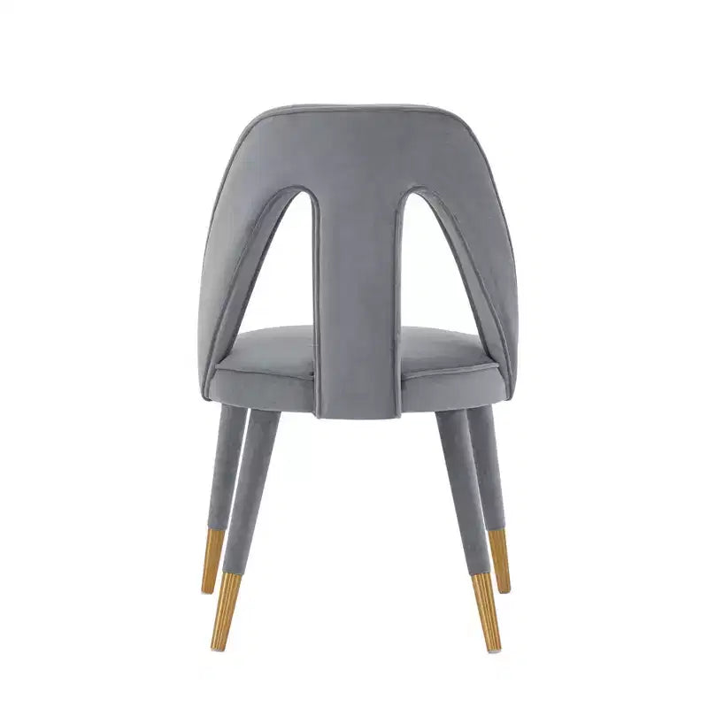 Sedia da pranzo moderna senza braccioli in velluto grigio/verde oliva, 1 posto
